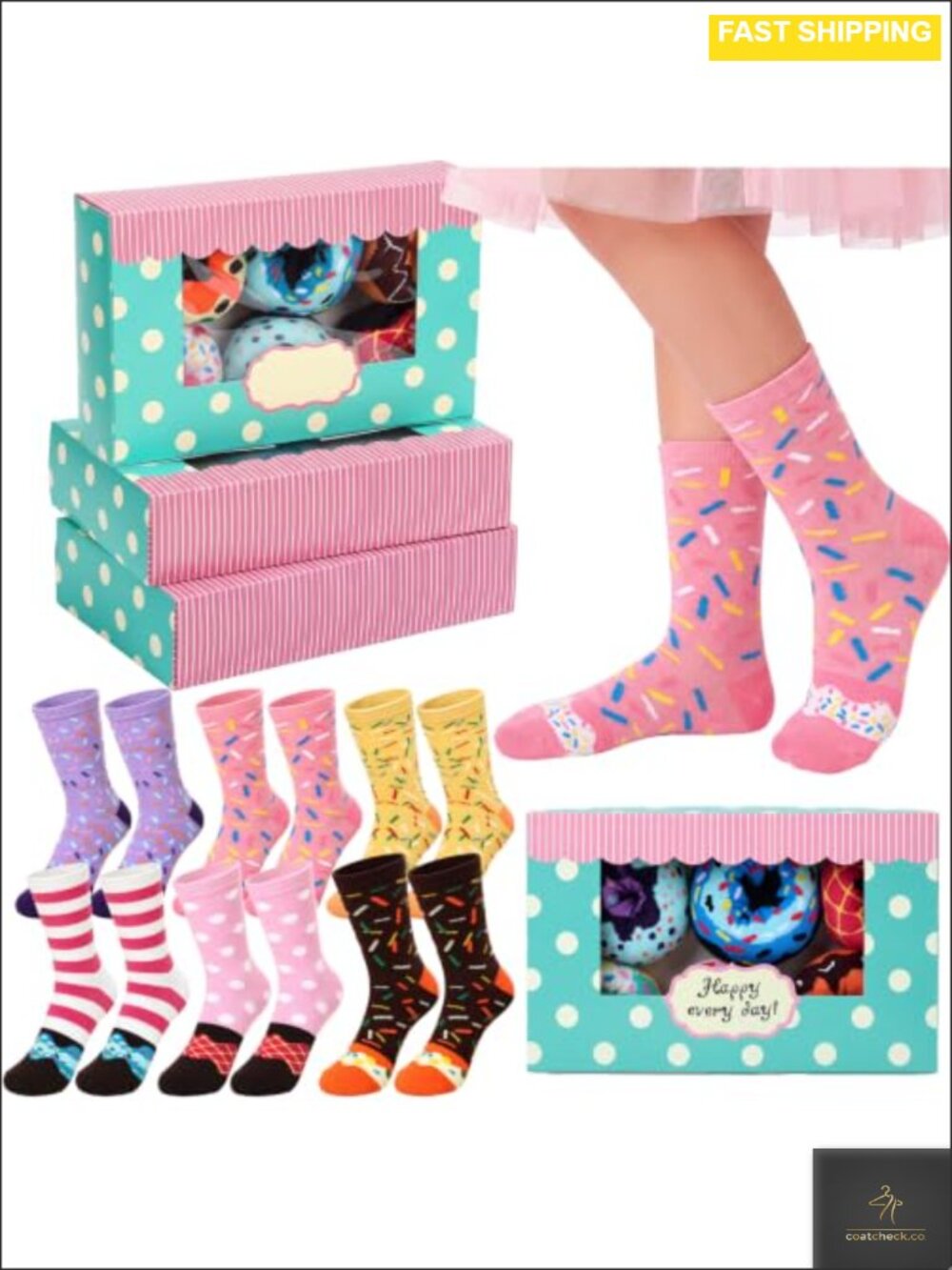 18 Pairs Donut Food Socks for Women Combed Cotton Crew Novelty Gift Set